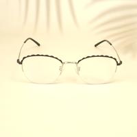 Silver black round metal eyeglasses for women ( eq0007 78A097 c4 )