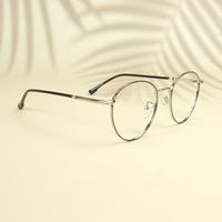 Silver black round unisex metal eyeglasses ( eq0024 35045 )