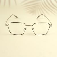 Silver black square unisex metal eyeglasses ( eq0021 35006 )
