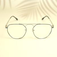 Grey silver round unisex metal eyeglasses ( eq0033 66603 )